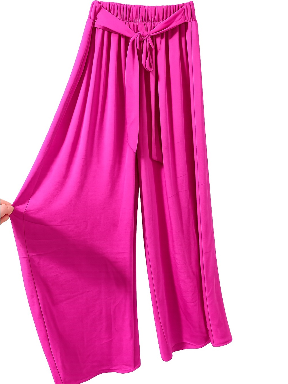 Tyche Wide Leg Tie-Front Pants - Fuchsia - Picture 4 of 6